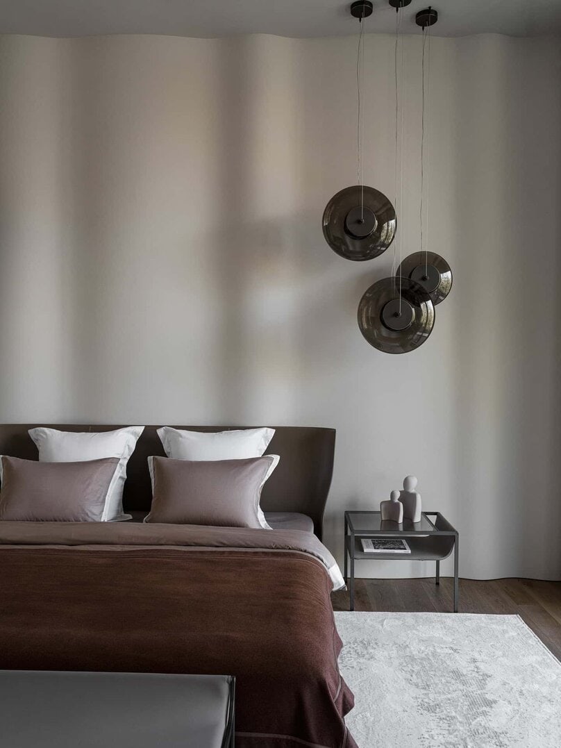 Bright Villa Kyoto by Ekaterina Yakovenko – bedroom pendant light detail, Russia