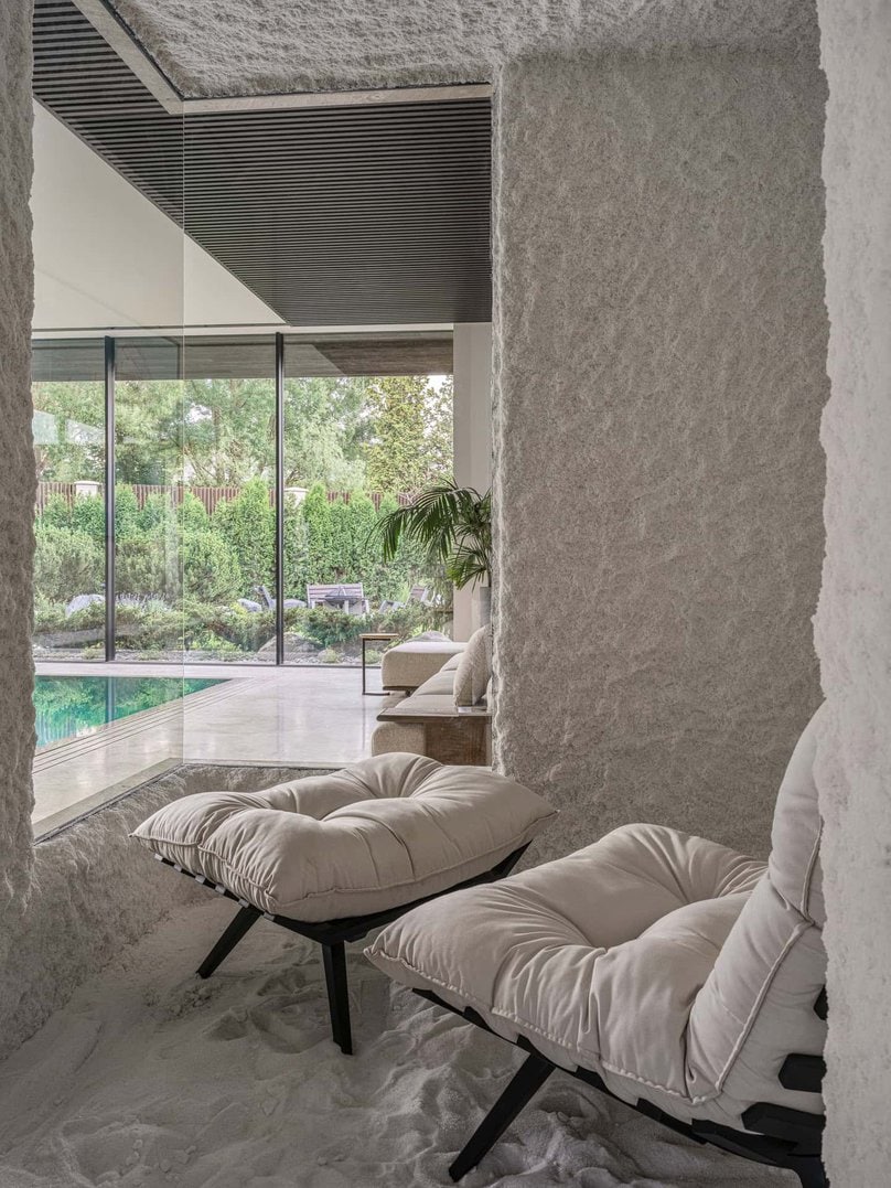 Bright Villa Kyoto by Ekaterina Yakovenko – salt room with lounge chairs, Russia