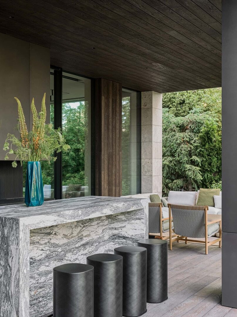 Bright Villa Kyoto bar detail and stools by Ekaterina Yakovenko