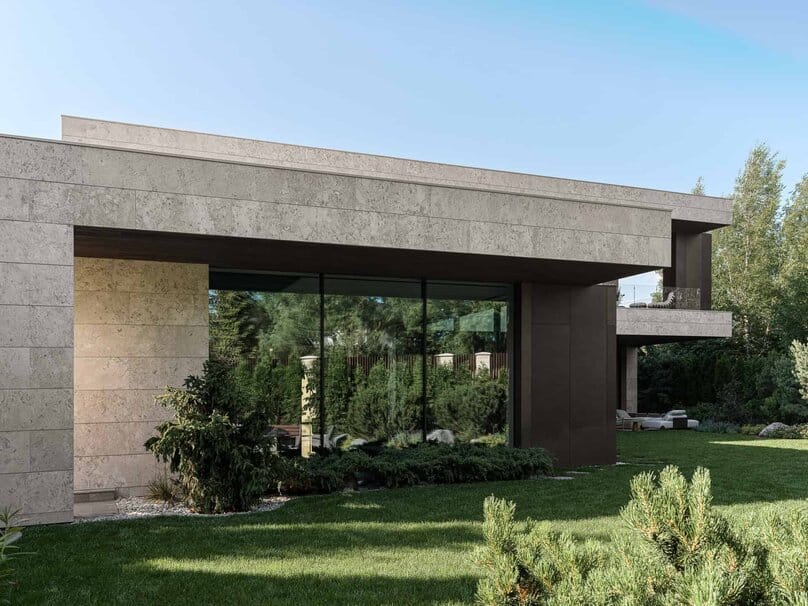 Bright Villa Kyoto by Ekaterina Yakovenko, exterior corner facade in Russia