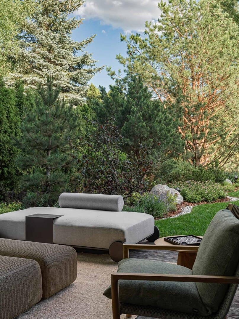 Bright Villa Kyoto terrace lounge with lush greenery by Ekaterina Yakovenko