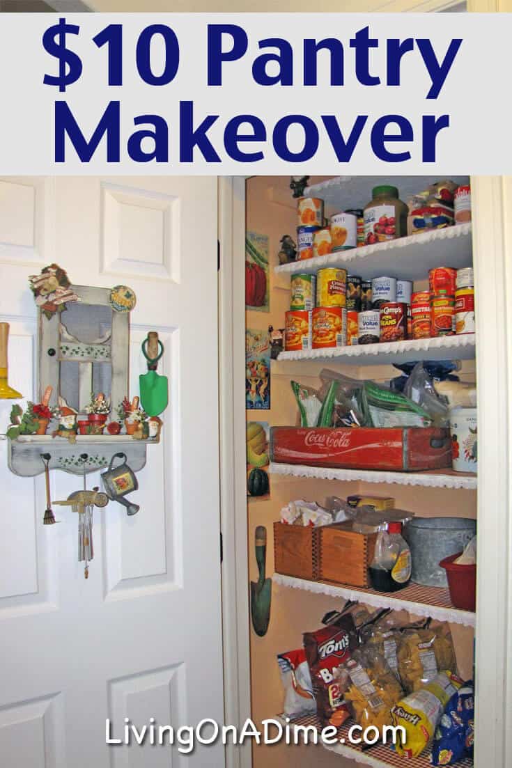 Inexpensive $10 Pantry Makeover - Living On A Dime, image size:735x1103