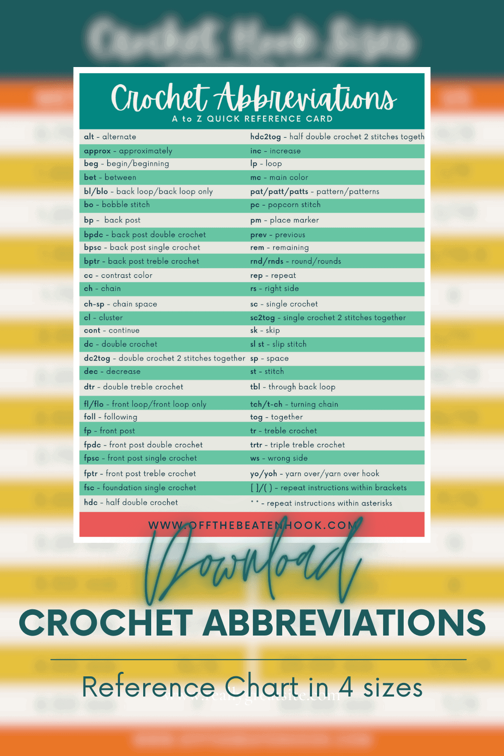 Crochet Stitch Abbreviations: Ultimate, Printable Guide for Free Printable Crochet Stitches Guide