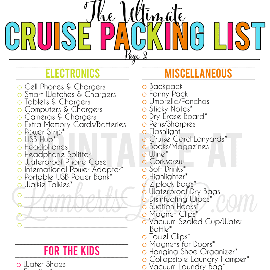 the ultimate cruise packing list lamberts lately
