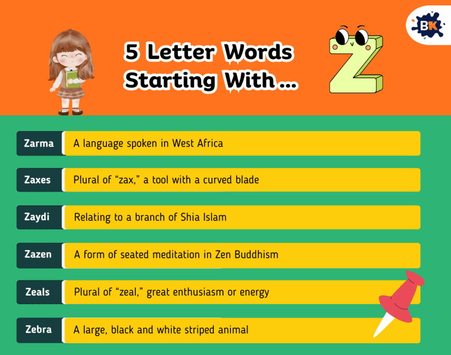 Words Starting With Z For Kids