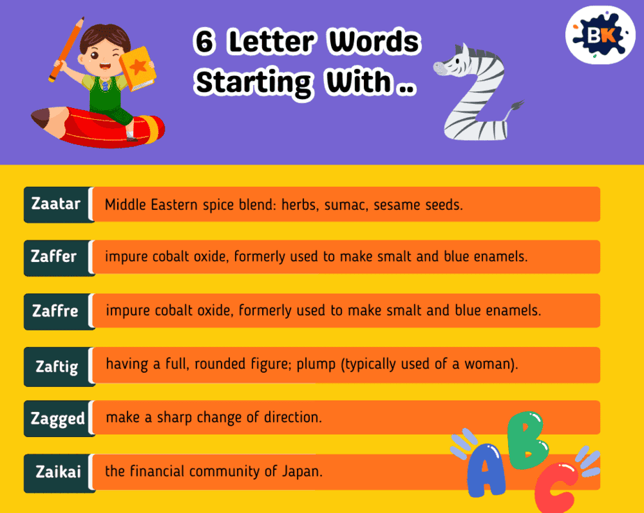 Words Starting With Z For Kids