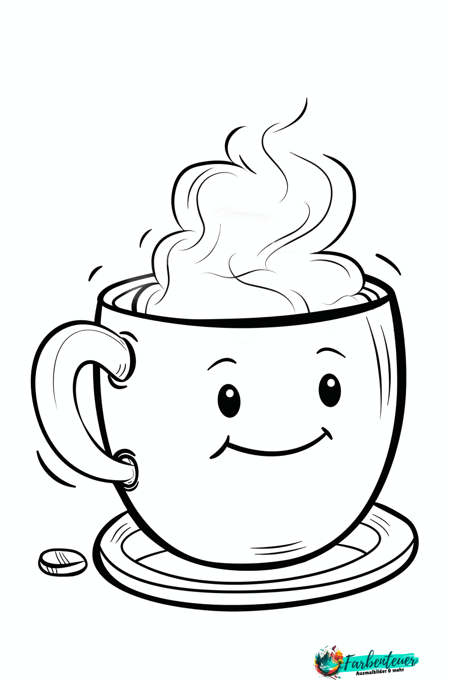 Ausmalbilder mit Kaffeetasse Motiven: Kreative Ausmalbilder für  Alltagsgegenstände - farbenteuer.com, image size:896x1344