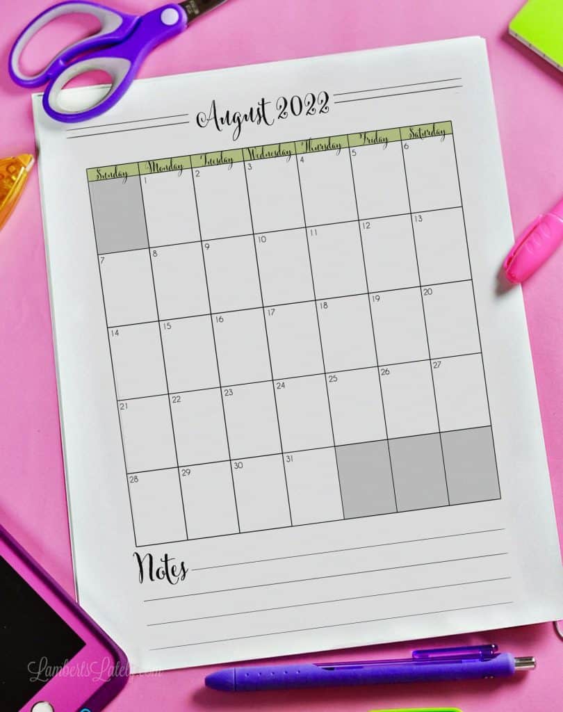 free monthly calendar printables for 2022 lamberts lately