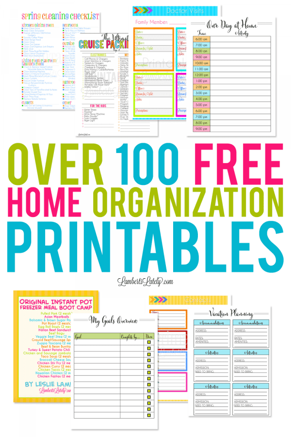 Over 100 Free Home Organization Printables - Lamberts Lately