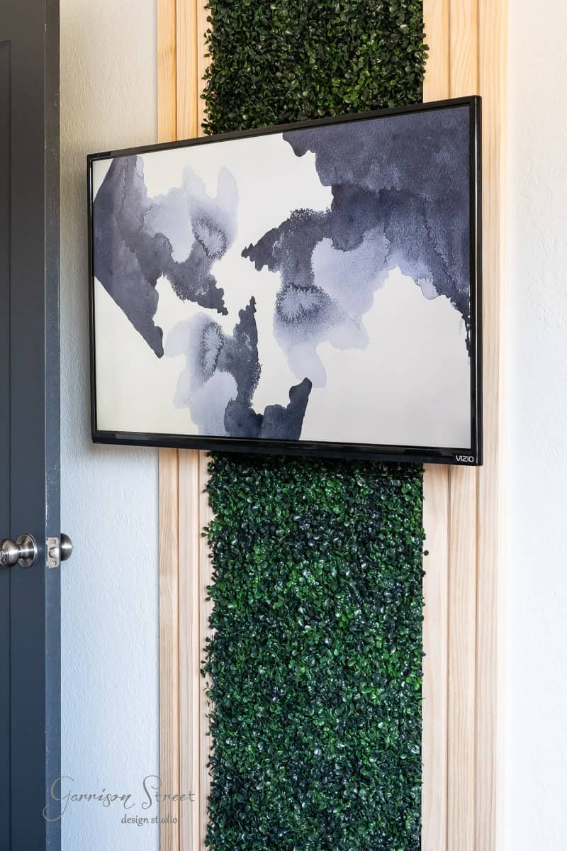 DIY Vertical Indoor Faux Green Living Wall with a TV