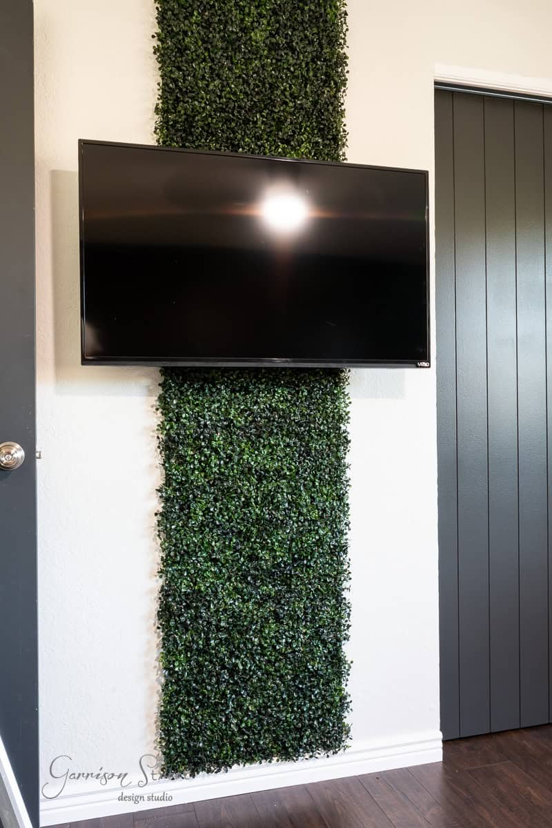 DIY Vertical Indoor Faux Green Living Wall with a TV - Garrison Street  Design Studio, image size:800x1200