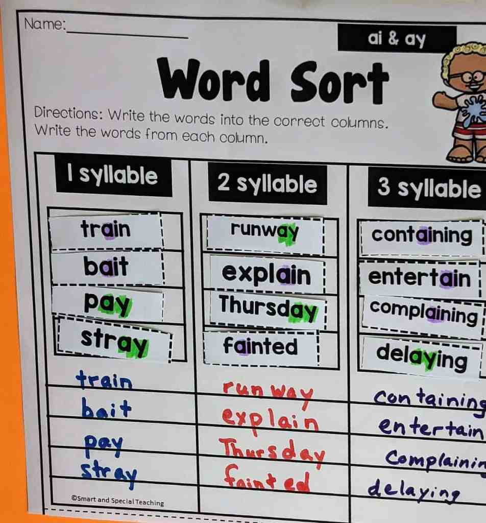 Teaching AI and AY Words+2 Free Anchor Charts and Word Lists - Smart & Special Teaching for Free Printable Ai Ay Worksheets