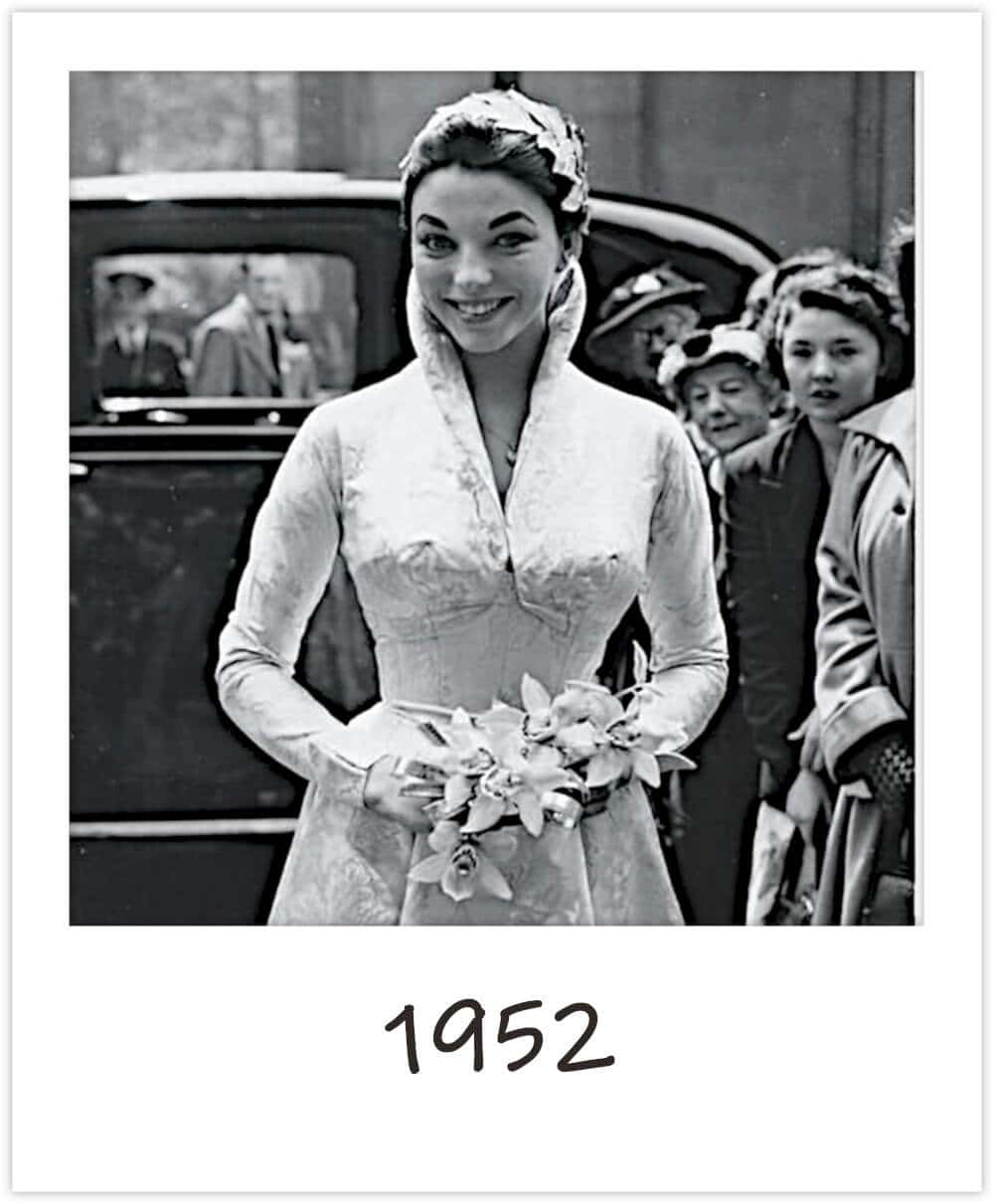 joan collins purple wedding dress Joan Collins wedding dress