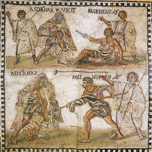 antiguo guerrero romano luchando