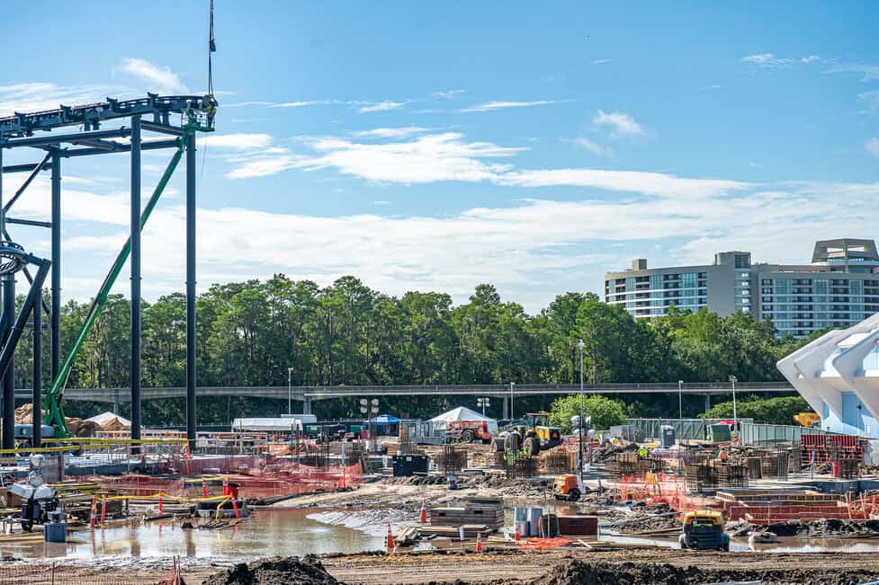 Tron Roller Coaster Indoor Track Completed at Magic Kingdom; Footer  Installation Begins for Outdoor Track