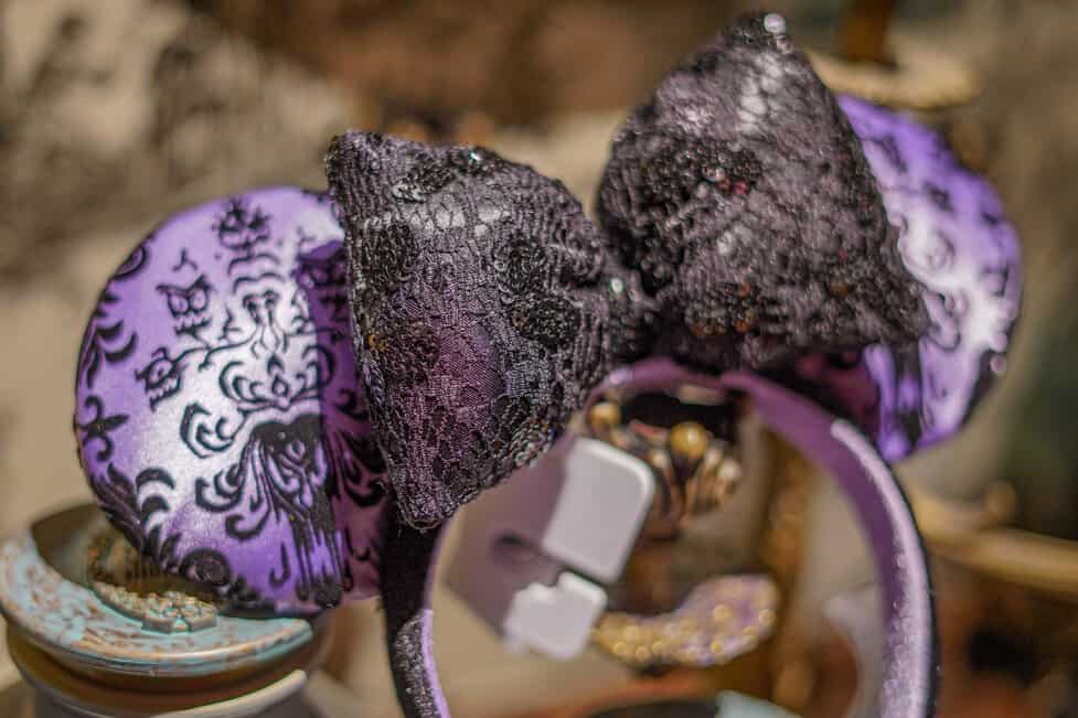 Disney Parks Haunted Mansion 2021 EARS Headband Purple Wallpaper Madame Leota New Haunted Mansion Ears Materialize in Disneyland  main image 2