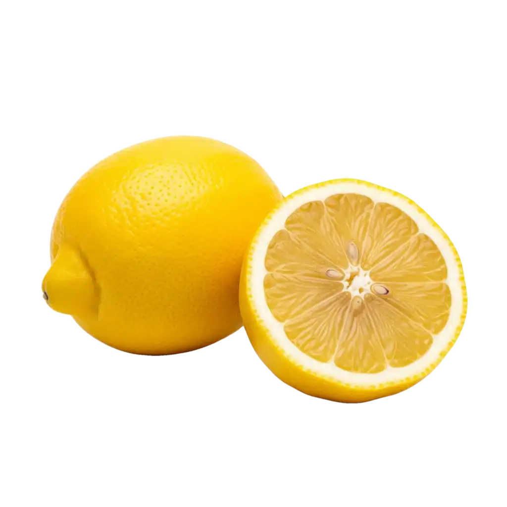 Rodaja y fruta de limón amarillo orgánico, natural y fresco, ideal para cocina saludable y recetas cítricas, cultivado en huertos ecológicos.