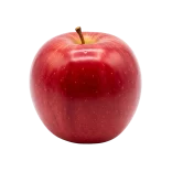 Red apple on white background, organic and fresh, healthy fruit for balanced diet and nutrition.