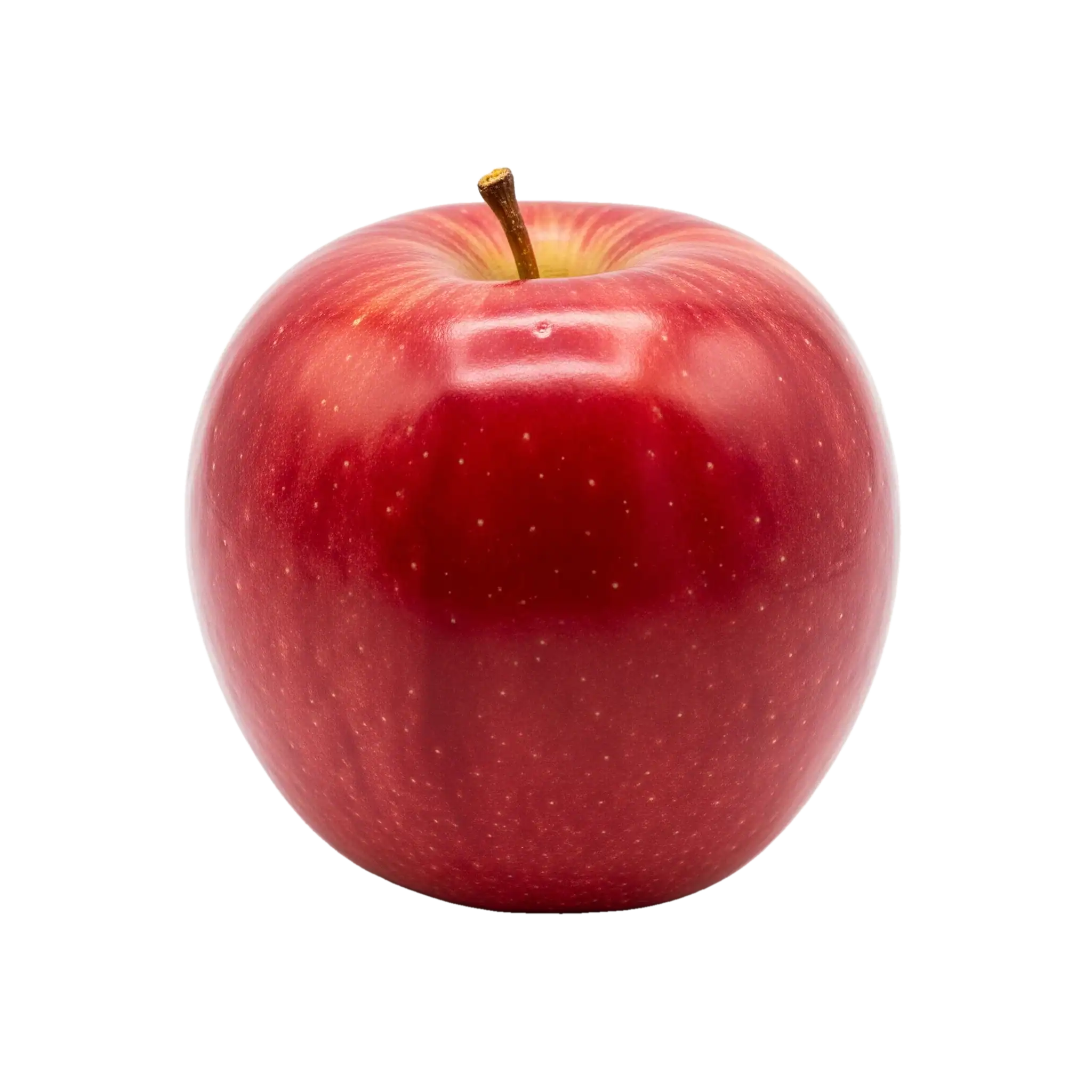 Red apple on white background, organic and fresh, healthy fruit for balanced diet and nutrition.