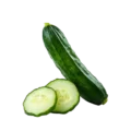 Rodaja de pepino fresco y entero, producto ecológico de huerto.bio, ideal para ensaladas y dietas saludables. Germinados y verduras orgánicas para una alimentación natural.