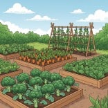 Hortalizas ecológicas en huerto urbano, cultivo de verduras orgánicas, huerto sostenible y saludable, agricultura ecológica, cosecha natural y saludable, huerto de verduras frescas, producción agrícola sustentable.