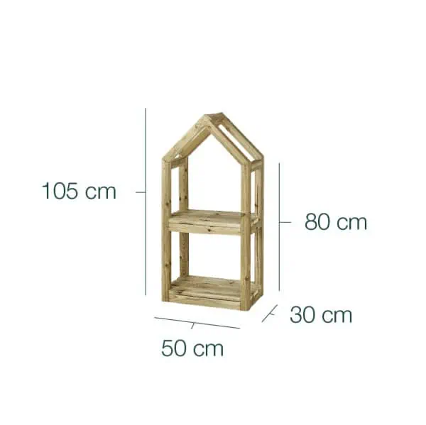 Vitrina de madera para plantas y jardinería, estructura de madera natural con dimensiones de 105 cm de altura, 50 cm de ancho y 30 cm de profundidad, ideal para huerto urbano y decoración exterior.
