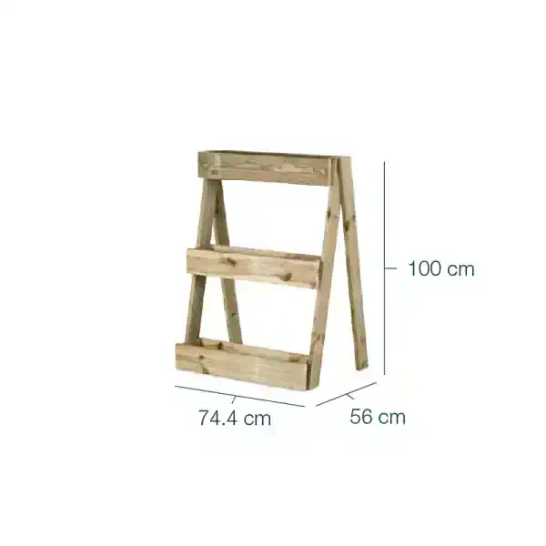 Recipiente de jardín de madera para huerto, soporte para plantas, estructura de madera para cultivo, tamaño 100 cm de alto y 74.4 cm de ancho, ideal para jardín ecológico y cultivo orgánico.