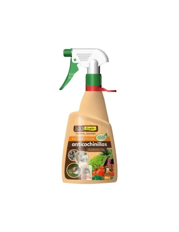 Insecticida ecológico en spray para el control de chinillas en huertos orgánicos y cultivos ecológicos, ideal para mantener plantas sanas sin productos químicos agresivos.