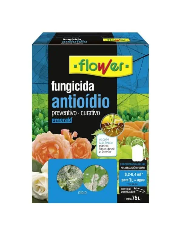 Fungicida antioxidante Flower para control preventivo y curativo de enfermedades en plantas, con fórmula a base de óxido de cobre, ideal para agricultura ecológica y protección de cultivos.