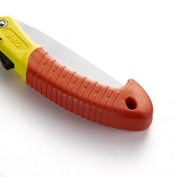Cuchillo de jardín con mango ergonómico para tareas de poda y jardinería.