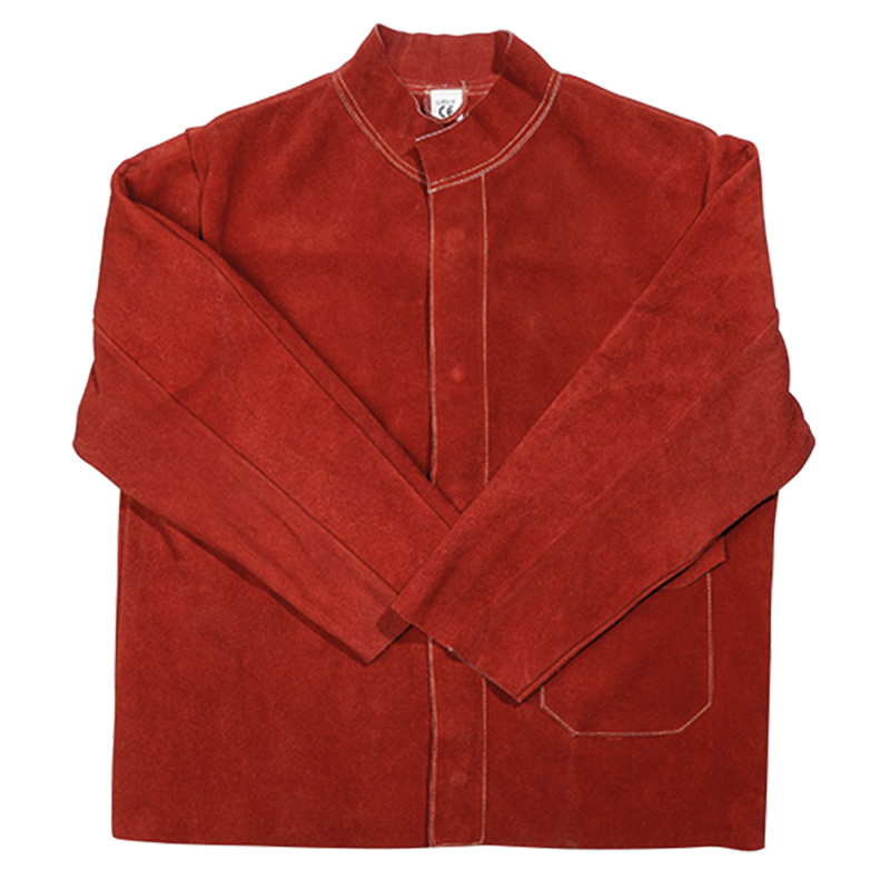 RED LEATHER WELDERS JACKET MEDIUM