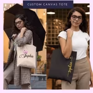 HerCraft Personalised Custom Name Canvas Tote