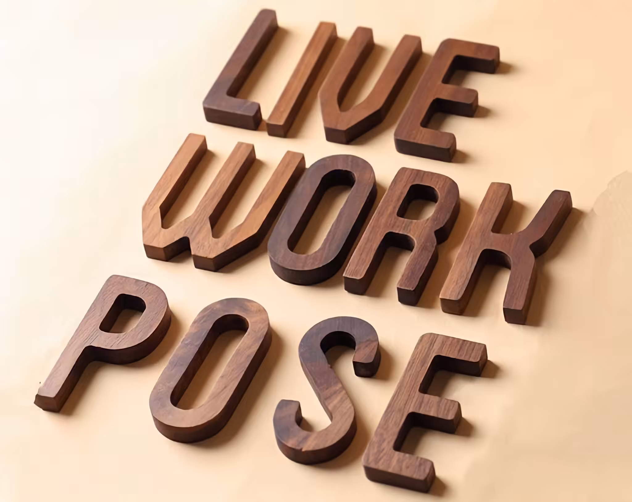 Walnut Wood Letters Wall Deco - 26 Wooden Uppercase A-Z - Image 6