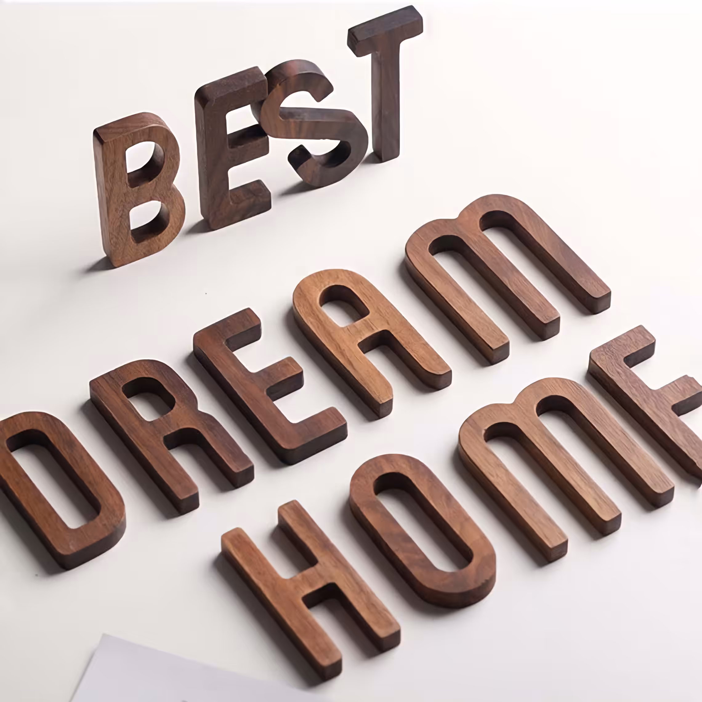 Walnut Wood Letters Wall Deco - 26 Wooden Uppercase A-Z