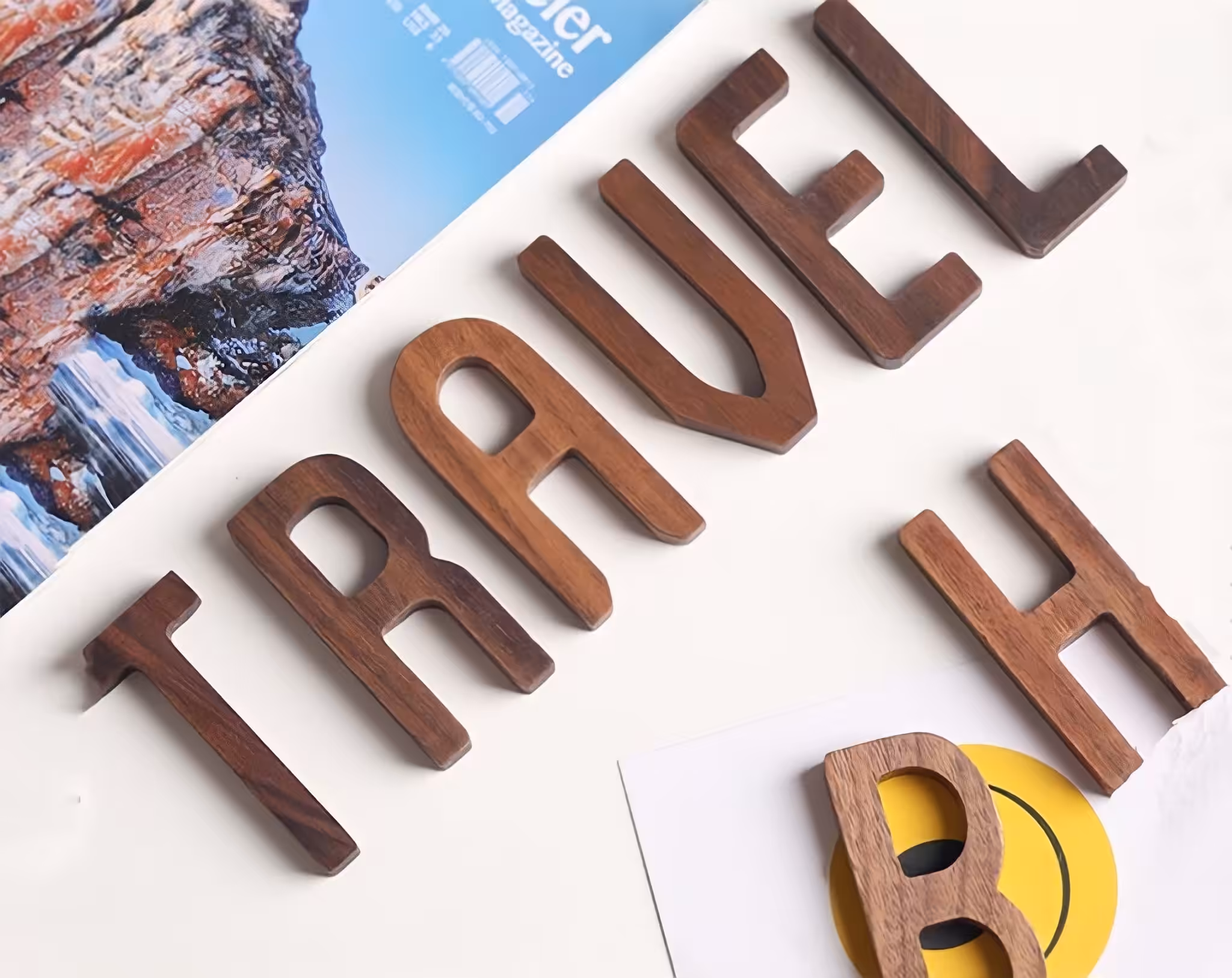 Walnut Wood Letters Wall Deco - 26 Wooden Uppercase A-Z - Image 5
