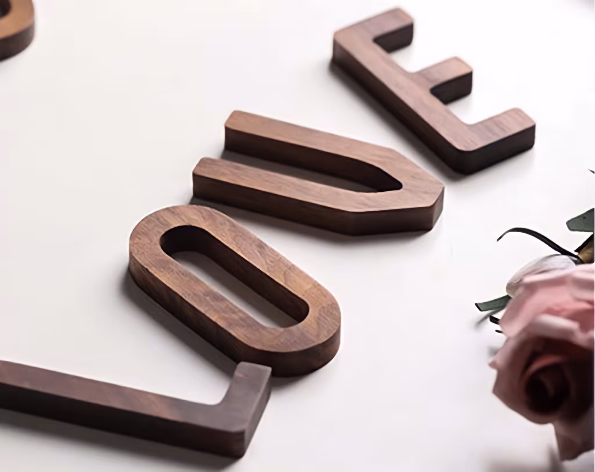 Walnut Wood Letters Wall Deco - 26 Wooden Uppercase A-Z - Image 4