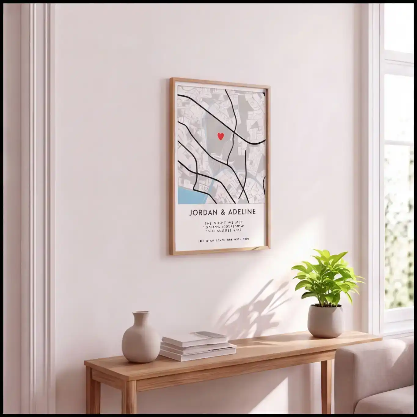 Personalised Location Map Print, Custom Names Date, Engagement Wedding Gift for Her - Image 4