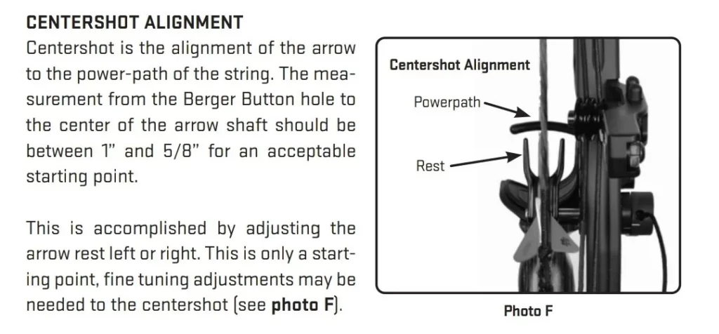 Arrow rest alignment. This shows you how far the rest should be from the riser.