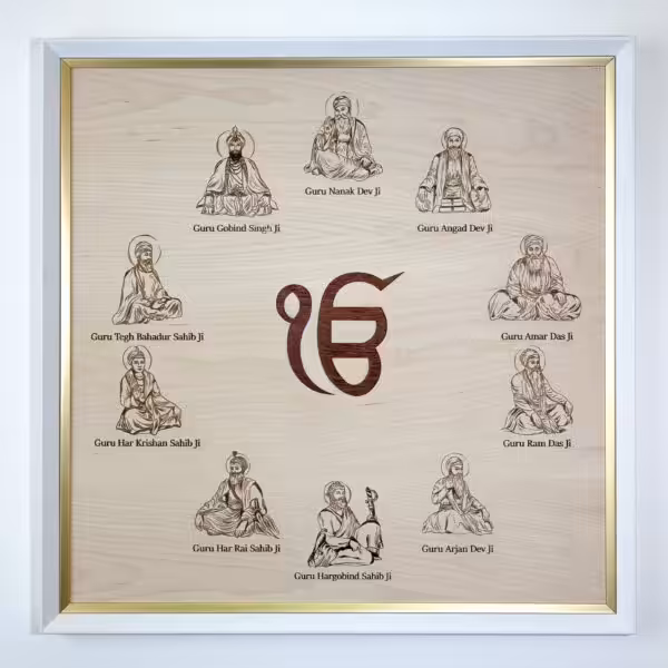 Portraits of 10 Sikh Gurus - Square