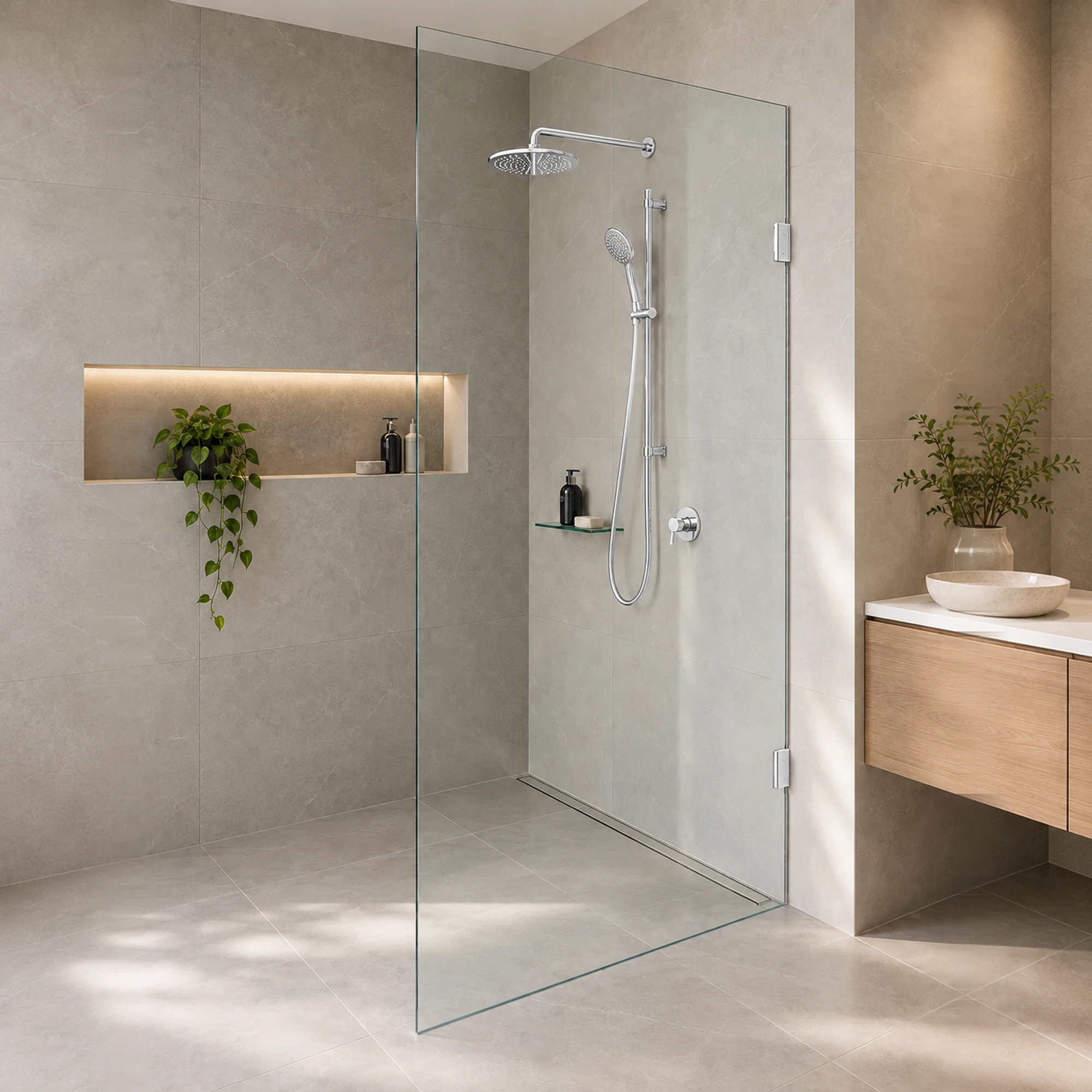 Purity Frameless Fixed Panel Shower Screen – Choose Size & Finish