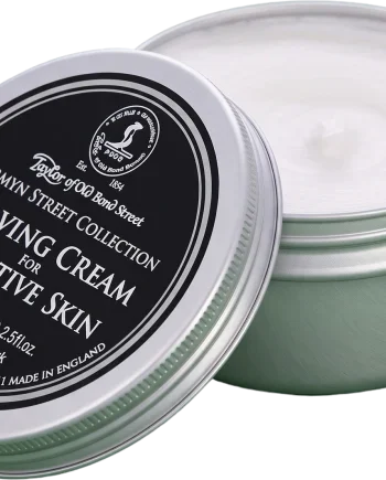 Taylor of Old Bond Street Jermyn Street Rasiercreme für empfindliche Haut, 75 ml Dose, geöffnet
