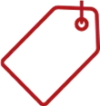 Red outlined price tag with top loop, symbolizing Bell Brothers' No Surprise Guarantee and trusted, upfront maintenance plans.