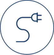 A blue electrical plug in an "S" shape inside a blue circle, reflecting Bell Brothers’ trusted, upfront service and No Surprise Guarantee.