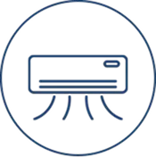 Friendly icon of an air conditioner in a blue circle, highlighting Bell Brothers’ trusted, upfront service and No Surprise Guarantee.