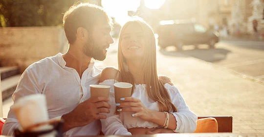 A couple on a successful coffee date