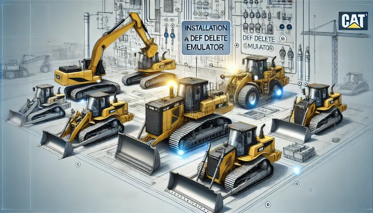 Top construction equipment like CAT excavators and bulldozers with DEF Delete Emulator installation highlights
