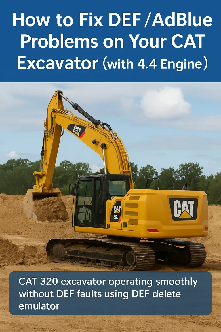 CAT 320 excavator operating smoothly without DEF faults using DEF delete emulator