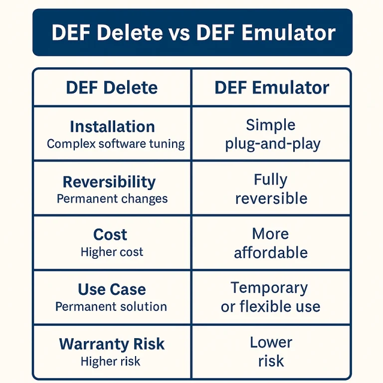 Comparison of DEF delete and DEF emulator options for construction equipment