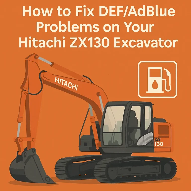 Hitachi ZX130 excavator operating without DEF faults after using a DEF delete emulator