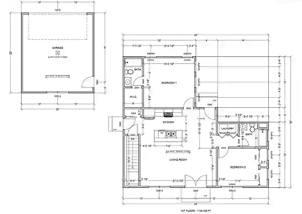 Detailed floor plan of a custom home by BuildWest with bedrooms, bathrooms, and garage.